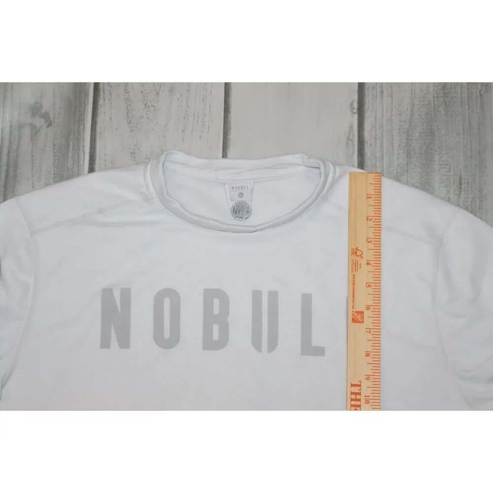 NOBULL Sweatshirt Women's XL White Relaxed Pullover Fleece Logo Active Oversized